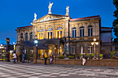 The National Theatre (Teatro Nacional) at dusk, San Jose, Costa Rica, Central America