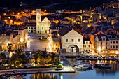 The old town of Hvar Town at dawn, Hvar, Croatia, Europe