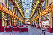 View of interior of Leadenhall Market, The City, London, England, United Kingdom, Europe
