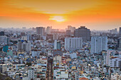 View of Bui Vien street and the skyline of downtown Ho Chi Minh City (Saigon), Vietnam, Indochina, Southeast Asia, Asia