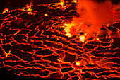 Lava in volcanic crater, Mount Nyiragongo, Virunga National Park, Democratic Republic of the Congo