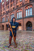 Guided tour with night watchman, town hall, Stralsund, Mecklenburg-Western Pomerania, Germany