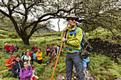 group, hiking guide, hiking tour along PR LP 14, Parque Natural de Cumbre Vieja, UNESCO Biosphere Reserve, La Palma, Canary Islands, Spain, Europe
