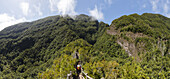 Mirador Espigon Atravesado, view point at the eastern slope of the Caldera de Taburiente, Los Tilos, Parque Natural de las Nieves, UNESCO Biosphere Reserve, La Palma, Canary Islands, Spain, Europe