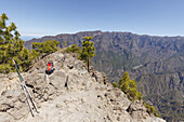 Gipfel, Wanderung zum Pico Bejenado, Berg 1844m, Kraterrand der Caldera de Taburiente, Parque Nacional de la Caldera de Taburiente, Nationalpark, UNESCO Biosphärenreservat,  La Palma, Kanarische Inseln, Spanien, Europa