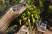 lizard sculpture, El Jardin de las Delicias, Parque Botanico, town parc, designed by the artist Luis Morera, Los Llanos de Aridane, UNESCO Biosphere Reserve, La Palma, Canary Islands, Spain, Europe