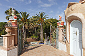 entrance, El Jardin de las Delicias, Parque Botanico, town parc, designed by the artist Luis Morera, Los Llanos de Aridane, UNESCO Biosphere Reserve, La Palma, Canary Islands, Spain, Europe