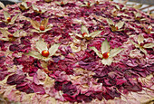 carpet of flowers for the procession, Corpus Christi, Feast of Corpus Christi, Villa de Mazo, UNESCO Biosphere Reserve, La Palma, Canary Islands, Spain, Europe