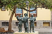 Skulptur, Musiker, Plaza de Vandale, Platz, Santa Cruz de La Palma, Hauptstadt der Insel, UNESCO Biosphärenreservat, La Palma, Kanarische Inseln, Spanien, Europa