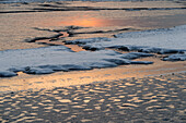Tidal Pool, Wadden Sea, Sunset, Winter, Jade Bay, Wilhelmshaven, North Sea, Lower Saxony, Germany, Europe