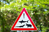 Dangerous wildlife warning sign, KwaZulu-Natal, South Africa