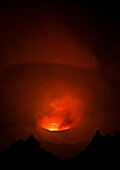 Volcano at night, Mount Nyiragongo, Virunga National Park, Democratic Republic of the Congo