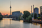 Spree, Fernsehturm , Sonnenuntergang, Berlin