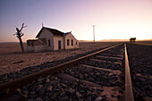 Abandoned train station in desert, Namib-Naukluft National Park, Namibia