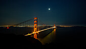Moonlight at Golden Gate Bridge, San Francisco, California, West Coast, Usa