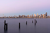 View of Seattle at dusk, Seattle, State of Washington, West coast, USA