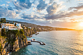 Sorrento, Naples, Campania, Italy. Sorrento coastline at sunset