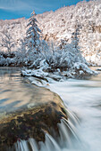 Crystalline water of Plitvice Lakes National Park in winter, Plitvicka Jezera, Lika and Senj County, Croatia