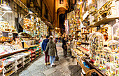 Italy, Campania, Province of Naples, Naples. St gregorio armeno street by night