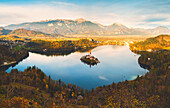 Bled Island and Lake Bled. Bled, Upper Carniolan region, Slovenia