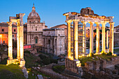 Campidoglio, Rome, Lazio. The Roman Forum by night