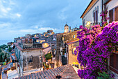 Old town at dusk, Capoliveri, Elba Island, Livorno Province, Tuscany, Italy