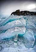 Blocks of ice on the Lake Baikal, Irkutsk region, Siberia, Russia