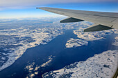 Mjoesa-See im Winter, Luftaufnahme, Norwegen