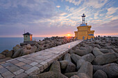 The lighthouse of Punta Sabbioni at dawn, Cavallino - Treporti, Venice, Veneto, Italy, Europe
