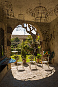 Old courtyard in Castellaro Lagusello, Verona province, Veneto, Italy.