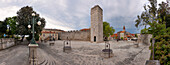 town of Zadar, five wells square panoramic view, Zadar, Zadar county, Dalmatia region, Croatia, Europe