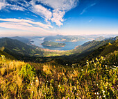 Iseo lake view from Punta Almana, Brescia province, Lombardy district, Italy.