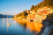 Varenna, Como lake at sunset, Lombardy district, Italy, Europe.