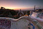 Details of Antoni Gaudi's architecture in Park Guell, Barcelona, Catalonia, Spain