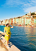 tourist in Portovenere city Europe, Italy, Spezia province, Liguria, Portovenere