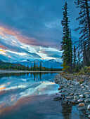 Athabasca River and Colin Range, Rocky Mountains, Jasper National Park, Alberta, Canada