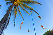 Papantla flyers (Voladores de Papantla), Playa del Carmen, Riviera Maya, Quintana Roo, Mexico