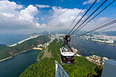 Riding the cable car in Sugar Loaf Mountain, Rio de Janeiro, Brazil