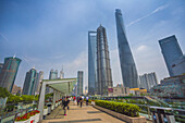 China, Shanghai City, Pudong District,Lujiazui, World Financial Center, Jinmao Bldg. and Shanghai Tower