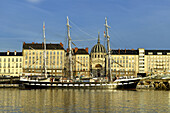 Europe France Belem three masts moored in Nantes port quays