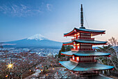 Japan, Fujiyoshida City, Churieto Pagoda, Mount Fuji