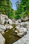 Stream Alb flowing through canyon Teufelskueche, Teufelskueche, Albsteig, Black Forest, Baden-Wuerttemberg, Germany