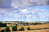 Landscape with Windmills near Jena, Thuringia, Eastgermany, Germany