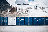 Container vor Söldner Gletscher, E5, Alpenüberquerung, 5. Etappe,Braunschweiger Hütte, Ötztal, Rettenbachferner, Tiefenbachferner,   Österreich, Panoramaweg nach Vent