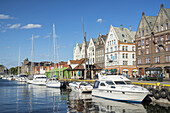 Hafen am Hanseviertel Bryggen in Bergen, Hordaland, Südnorwegen, Norwegen, Skandinavien, Nordeuropa, Europa