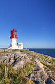 Lighthouse Lindesnes fyr at the Cape Lindesnes, Skagerak, Northern Sea, Vest-Agder, Sorlandet, Southern Norway, Norway, Scandinavia, Northern Europe, Europe