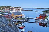 View over Gjeving and the skerries around Lyngør, Aust-Agder, Sørlandet, Southern Norway, Norway, Scandinavia, Northern Europe, Europe