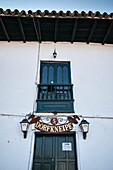 German named bar at central sqaure (Plaza) of Villa de Leyva, Departamento Boyacá, Colombia, South America