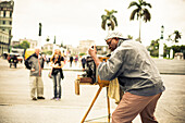 Old school photographer, old town, Havana, Cuba, Caribbean, Latin America, America