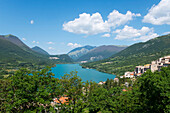 View from Barrea over the Lago di Barrea an the fringe of the Abruzzi National Park